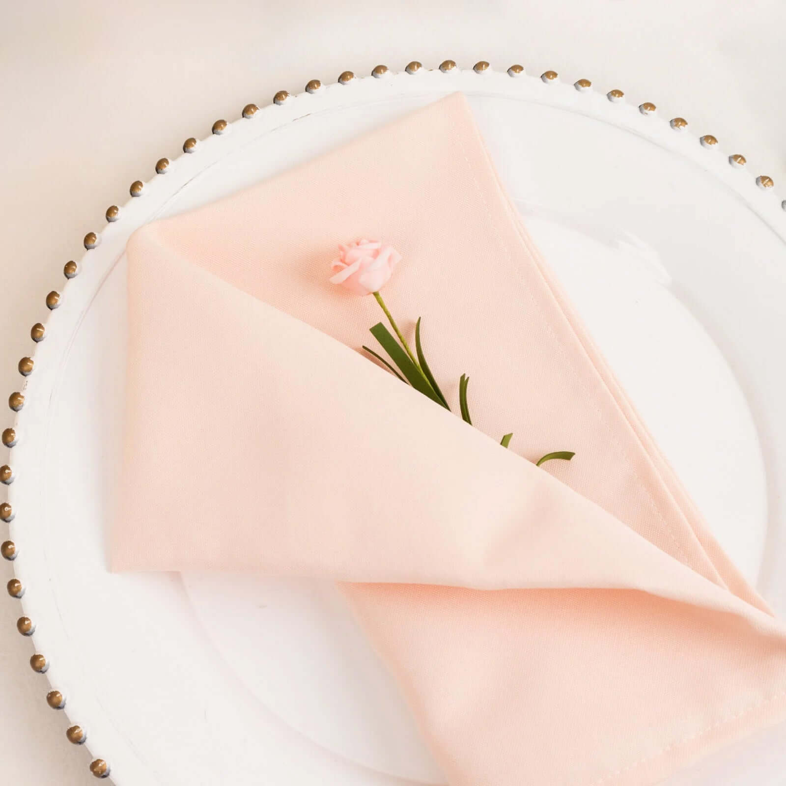 5 Pack Premium Polyester 20"x20" Napkins Blush - Wrinkle - Resistant & Durable Dinner Napkins - Bell Racket Store