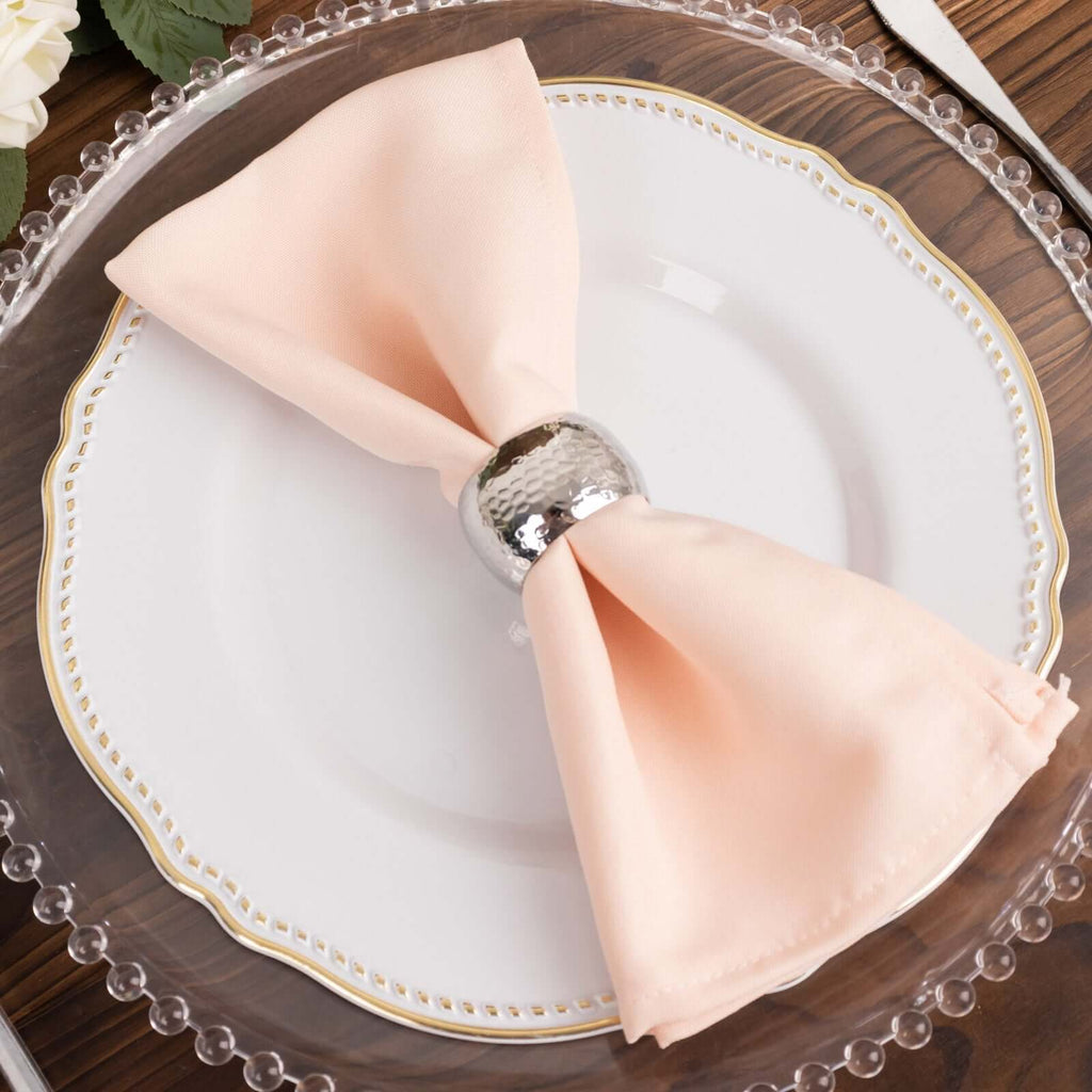 5 Pack Premium Polyester 20"x20" Napkins Blush - Wrinkle - Resistant & Durable Dinner Napkins - Bell Racket Store