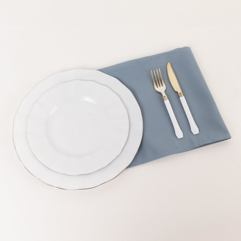 5 Pack Premium Polyester 20"x20" Napkins Dusty Blue - Wrinkle - Resistant & Durable Dinner Napkins - Bell Racket Store