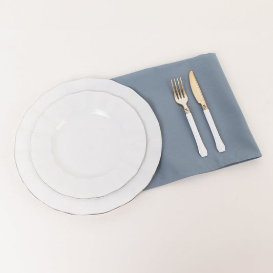 5 Pack Premium Polyester 20"x20" Napkins Dusty Blue - Wrinkle - Resistant & Durable Dinner Napkins - Bell Racket Store