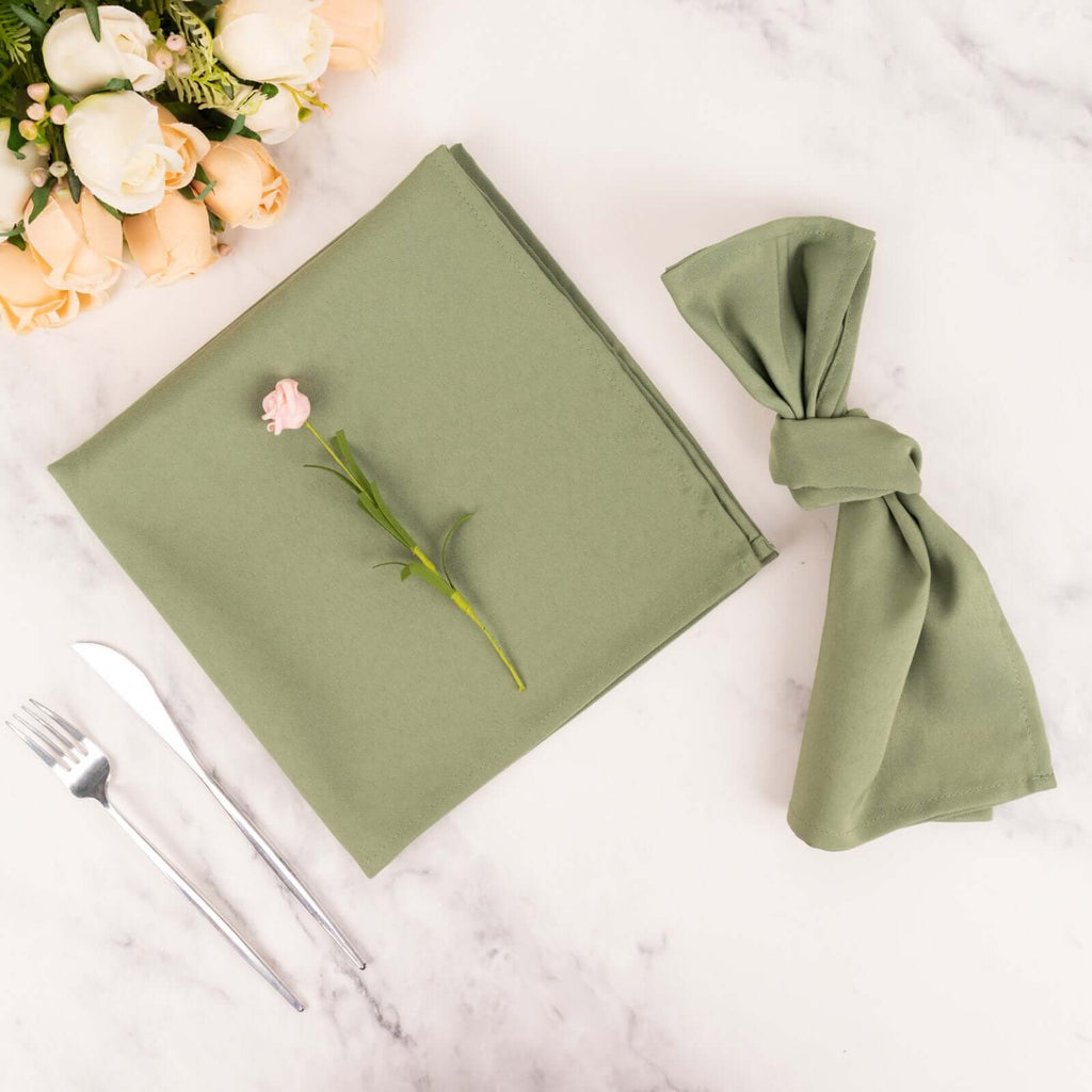 5 Pack Premium Polyester 20"x20" Napkins Dusty Sage Green - Wrinkle - Resistant & Durable Dinner Napkins - Bell Racket Store