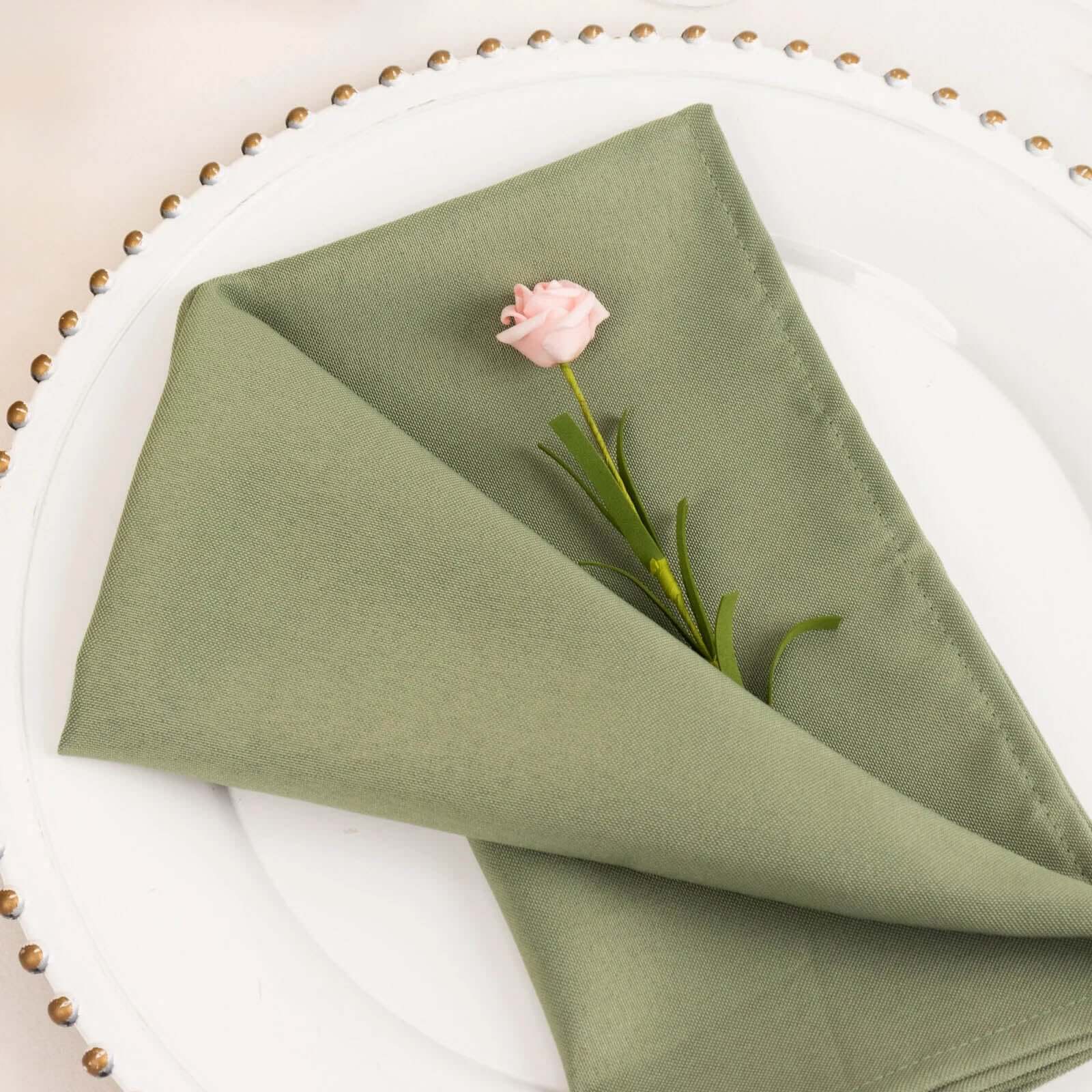 5 Pack Premium Polyester 20"x20" Napkins Dusty Sage Green - Wrinkle - Resistant & Durable Dinner Napkins - Bell Racket Store