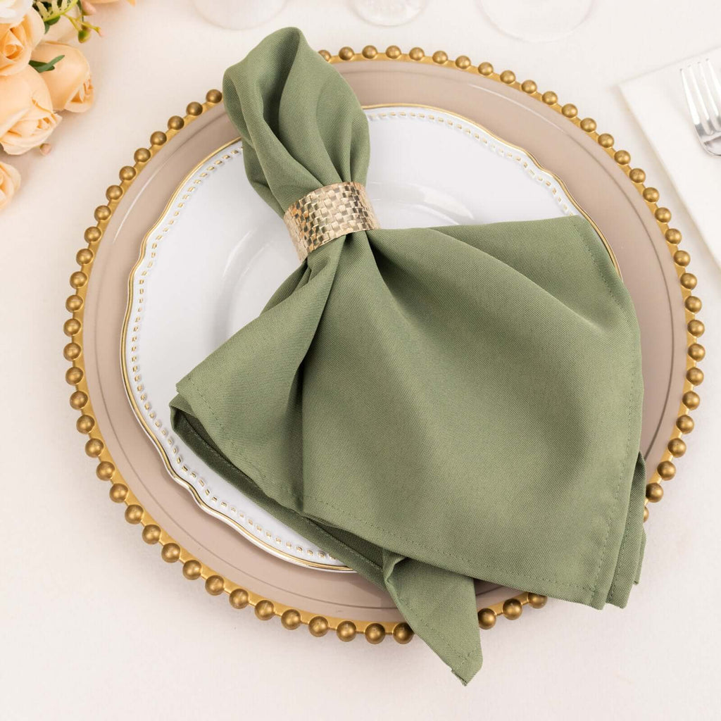 5 Pack Premium Polyester 20"x20" Napkins Dusty Sage Green - Wrinkle - Resistant & Durable Dinner Napkins - Bell Racket Store