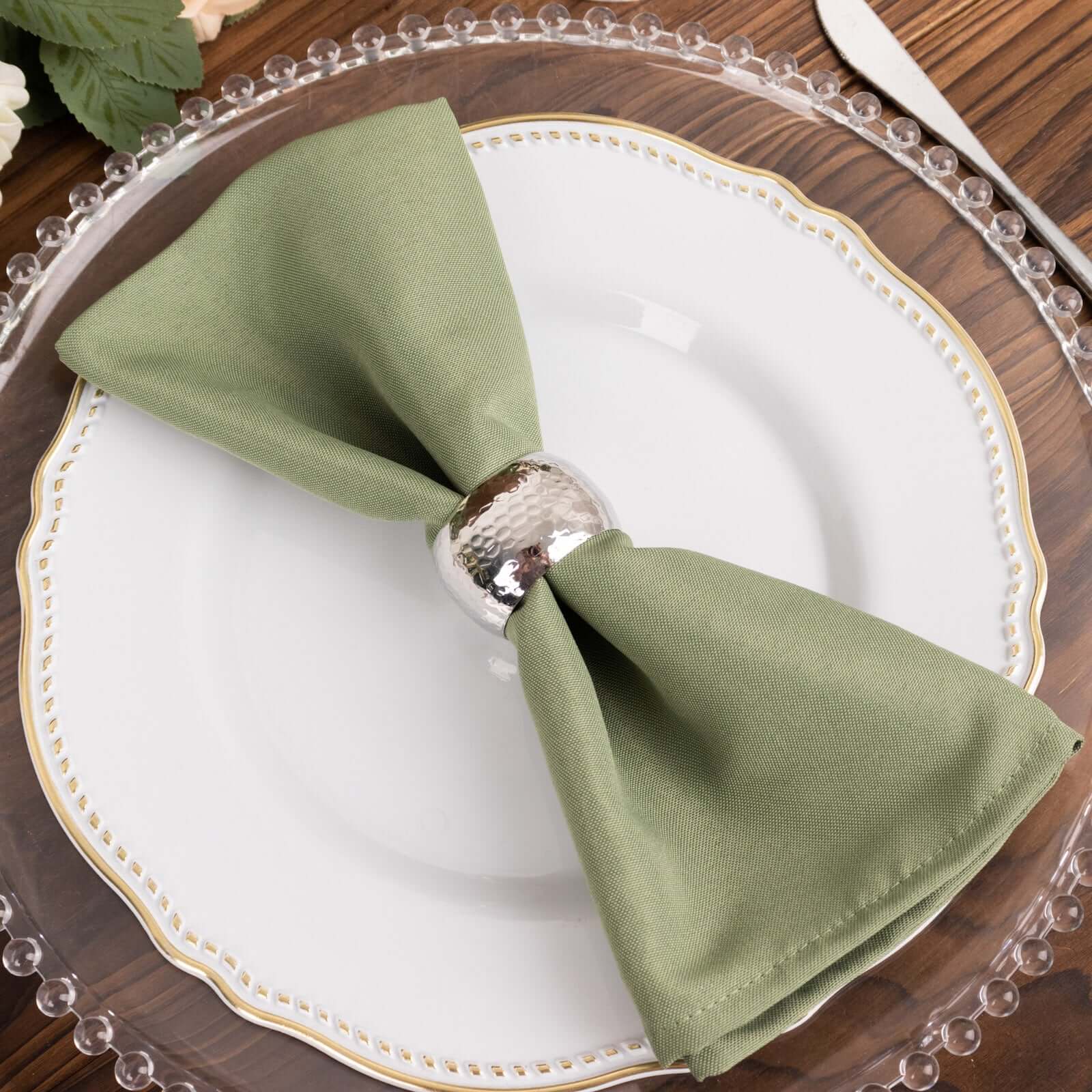 5 Pack Premium Polyester 20"x20" Napkins Dusty Sage Green - Wrinkle - Resistant & Durable Dinner Napkins - Bell Racket Store