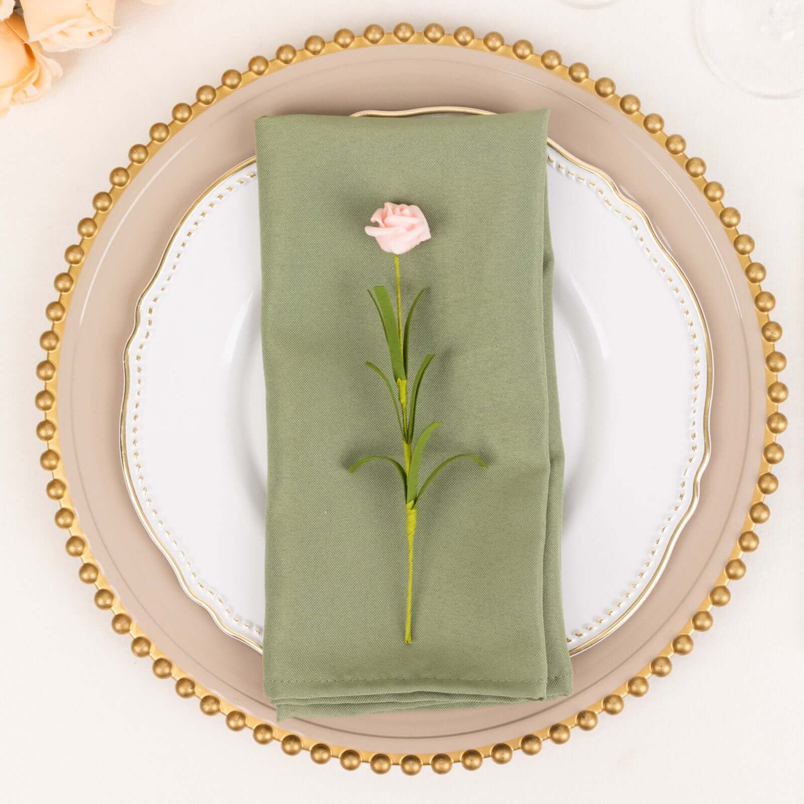 5 Pack Premium Polyester 20"x20" Napkins Dusty Sage Green - Wrinkle - Resistant & Durable Dinner Napkins - Bell Racket Store