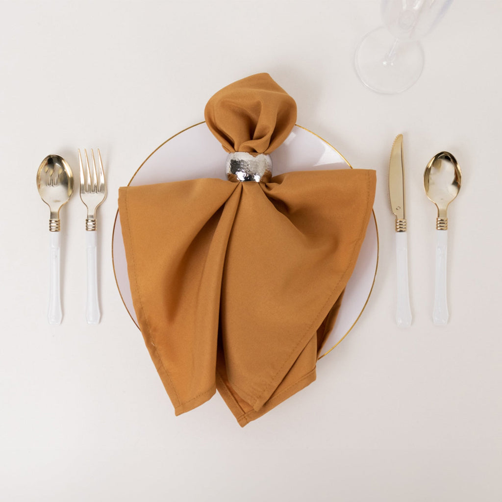 5 Pack Premium Polyester 20"x20" Napkins Gold - Wrinkle - Resistant & Durable Dinner Napkins for Any Occasion - Bell Racket Store