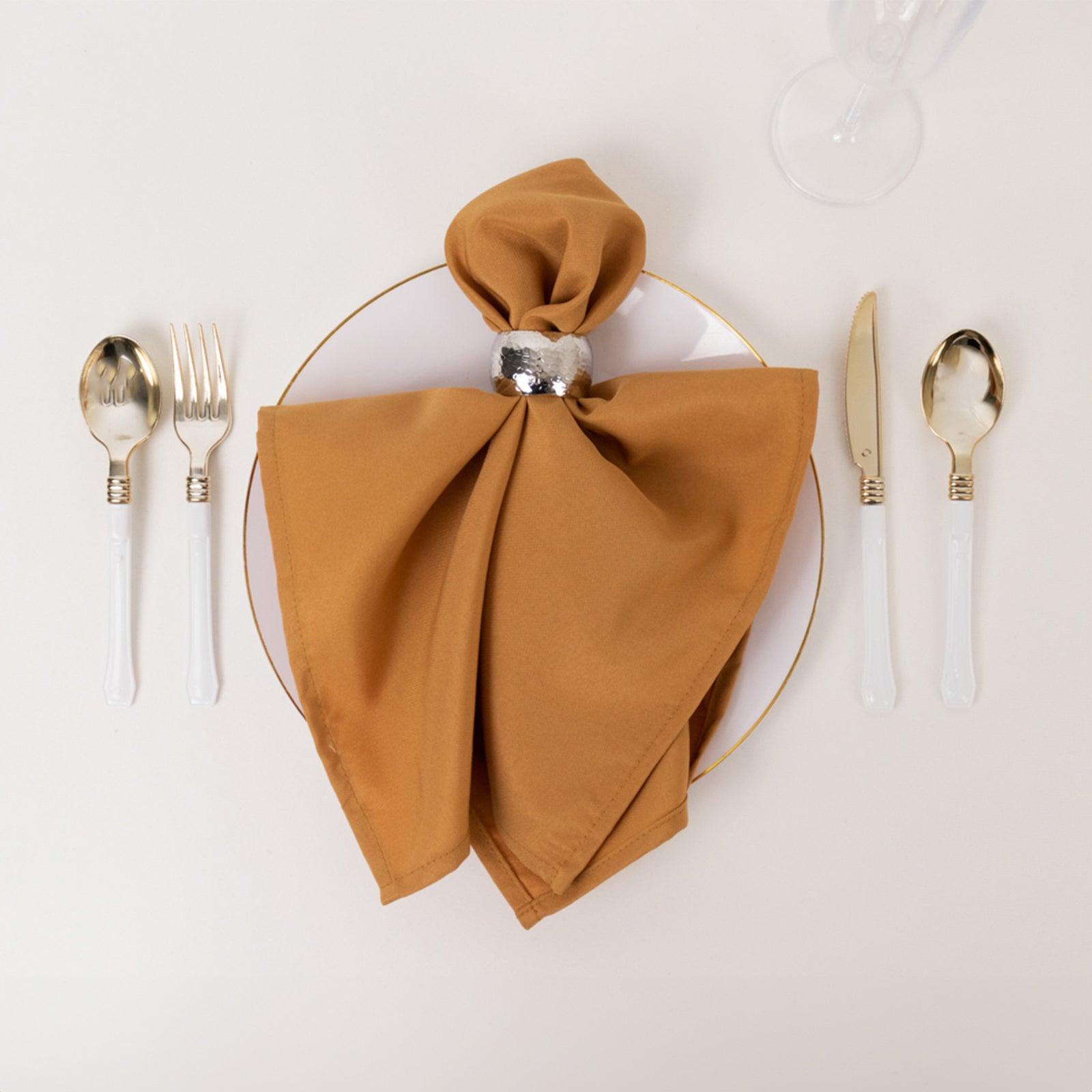 5 Pack Premium Polyester 20"x20" Napkins Gold - Wrinkle - Resistant & Durable Dinner Napkins for Any Occasion - Bell Racket Store