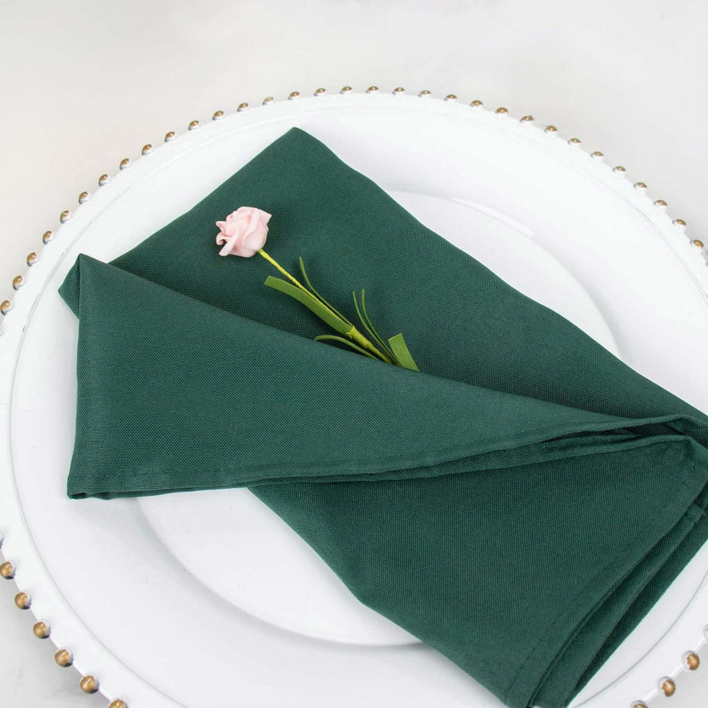 5 Pack Premium Polyester 20"x20" Napkins Hunter Emerald Green - Wrinkle - Resistant & Durable Dinner Napkins - Bell Racket Store