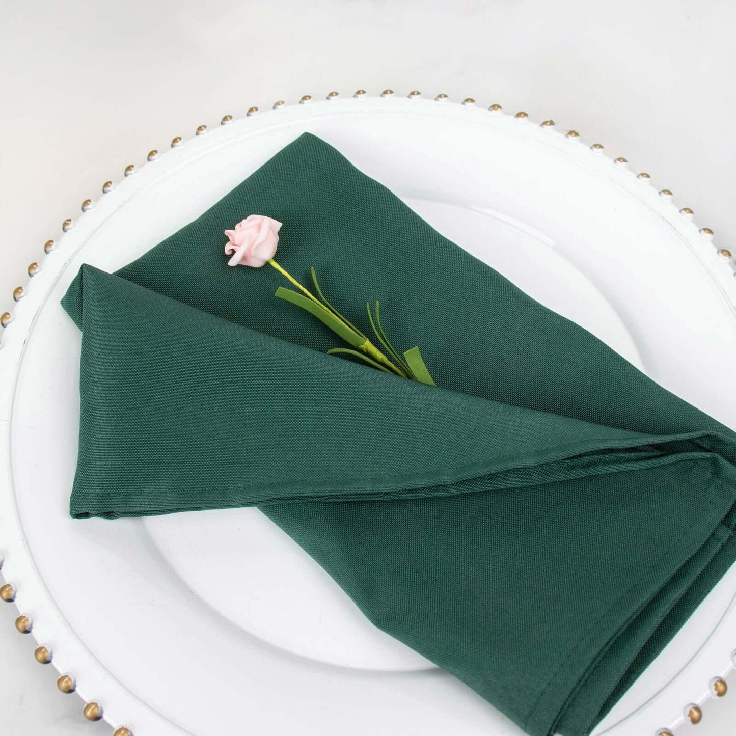 5 Pack Premium Polyester 20"x20" Napkins Hunter Emerald Green - Wrinkle - Resistant & Durable Dinner Napkins - Bell Racket Store