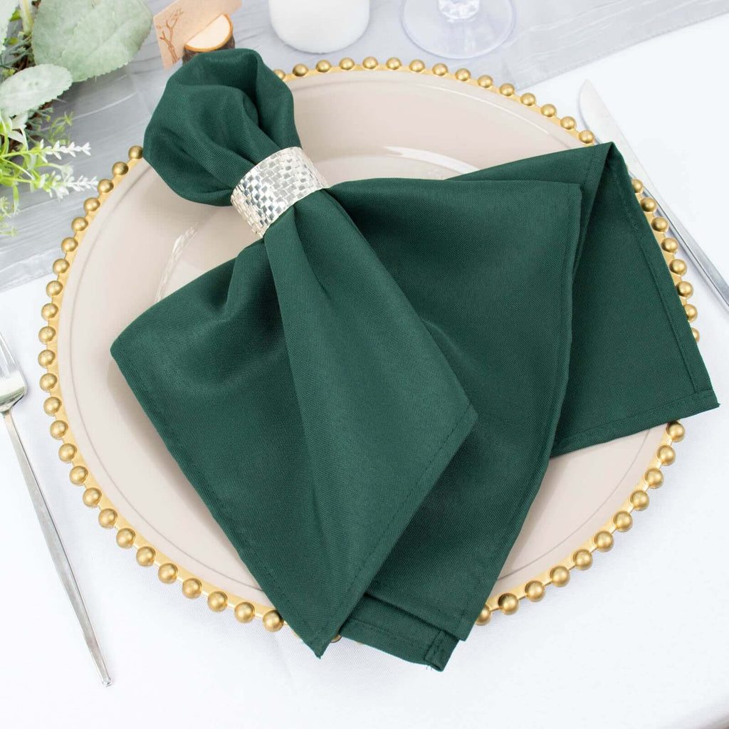 5 Pack Premium Polyester 20"x20" Napkins Hunter Emerald Green - Wrinkle - Resistant & Durable Dinner Napkins - Bell Racket Store