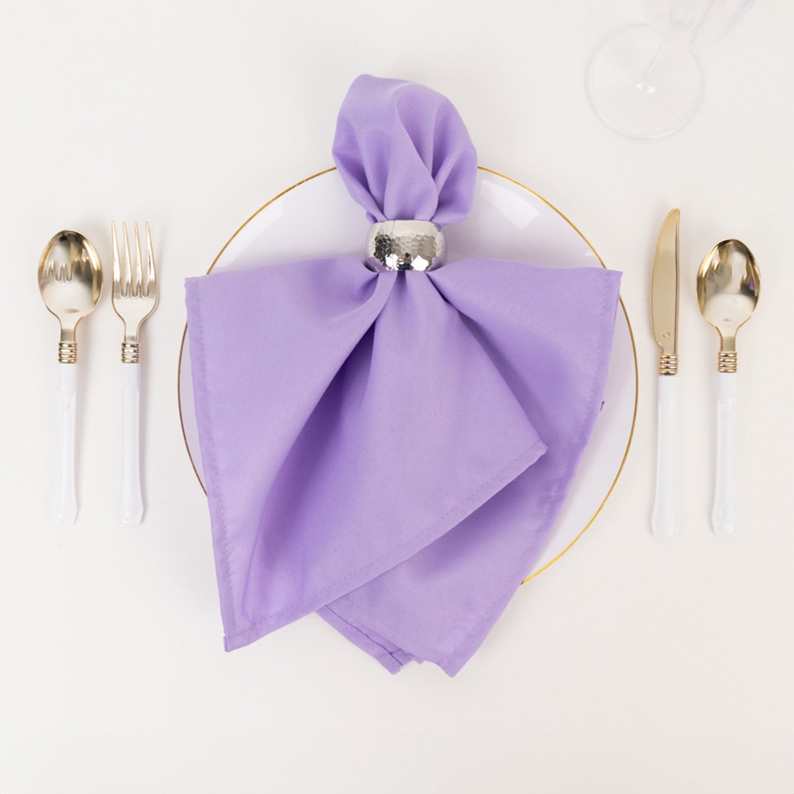 5 Pack Premium Polyester 20"x20" Napkins Lavender Lilac - Wrinkle - Resistant & Durable Dinner Napkins - Bell Racket Store