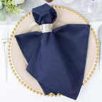 5 Pack Premium Polyester 20"x20" Napkins Navy Blue - Wrinkle - Resistant & Durable Dinner Napkins - Bell Racket Store
