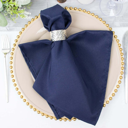 5 Pack Premium Polyester 20"x20" Napkins Navy Blue - Wrinkle - Resistant & Durable Dinner Napkins - Bell Racket Store