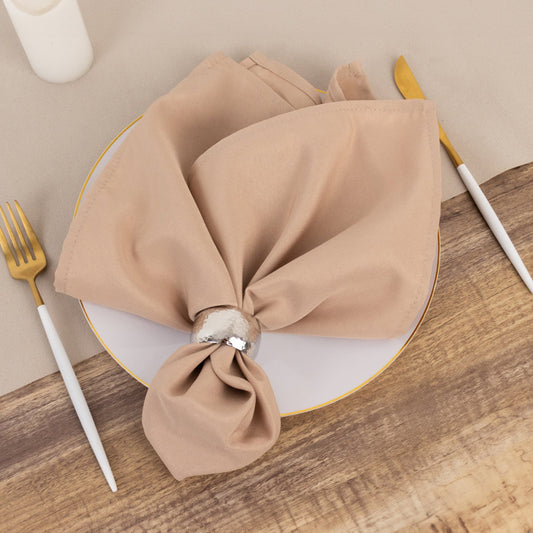 5 Pack Premium Polyester 20"x20" Napkins Nude - Wrinkle - Resistant & Durable Dinner Napkins - Bell Racket Store