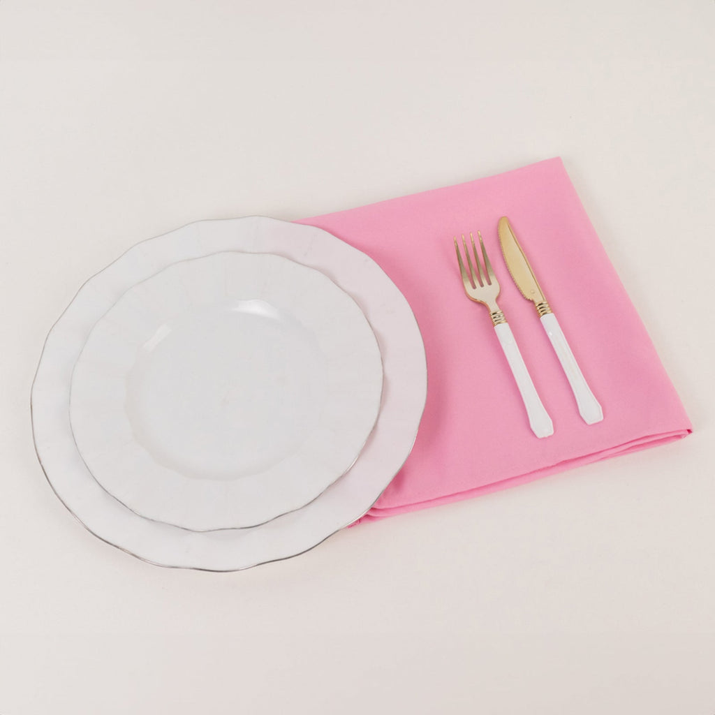 5 Pack Premium Polyester 20"x20" Napkins Pink - Wrinkle - Resistant & Durable Dinner Napkins - Bell Racket Store