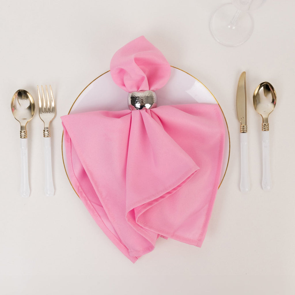 5 Pack Premium Polyester 20"x20" Napkins Pink - Wrinkle - Resistant & Durable Dinner Napkins - Bell Racket Store