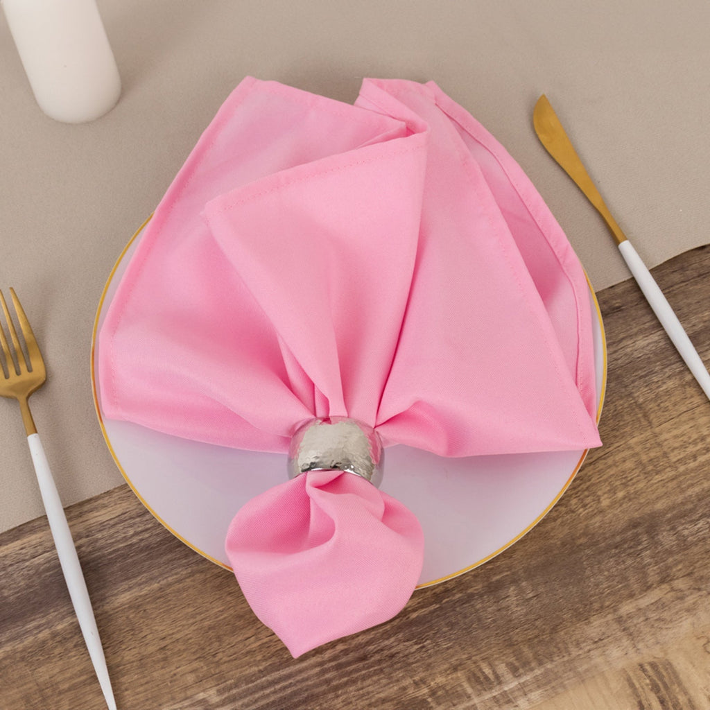 5 Pack Premium Polyester 20"x20" Napkins Pink - Wrinkle - Resistant & Durable Dinner Napkins - Bell Racket Store
