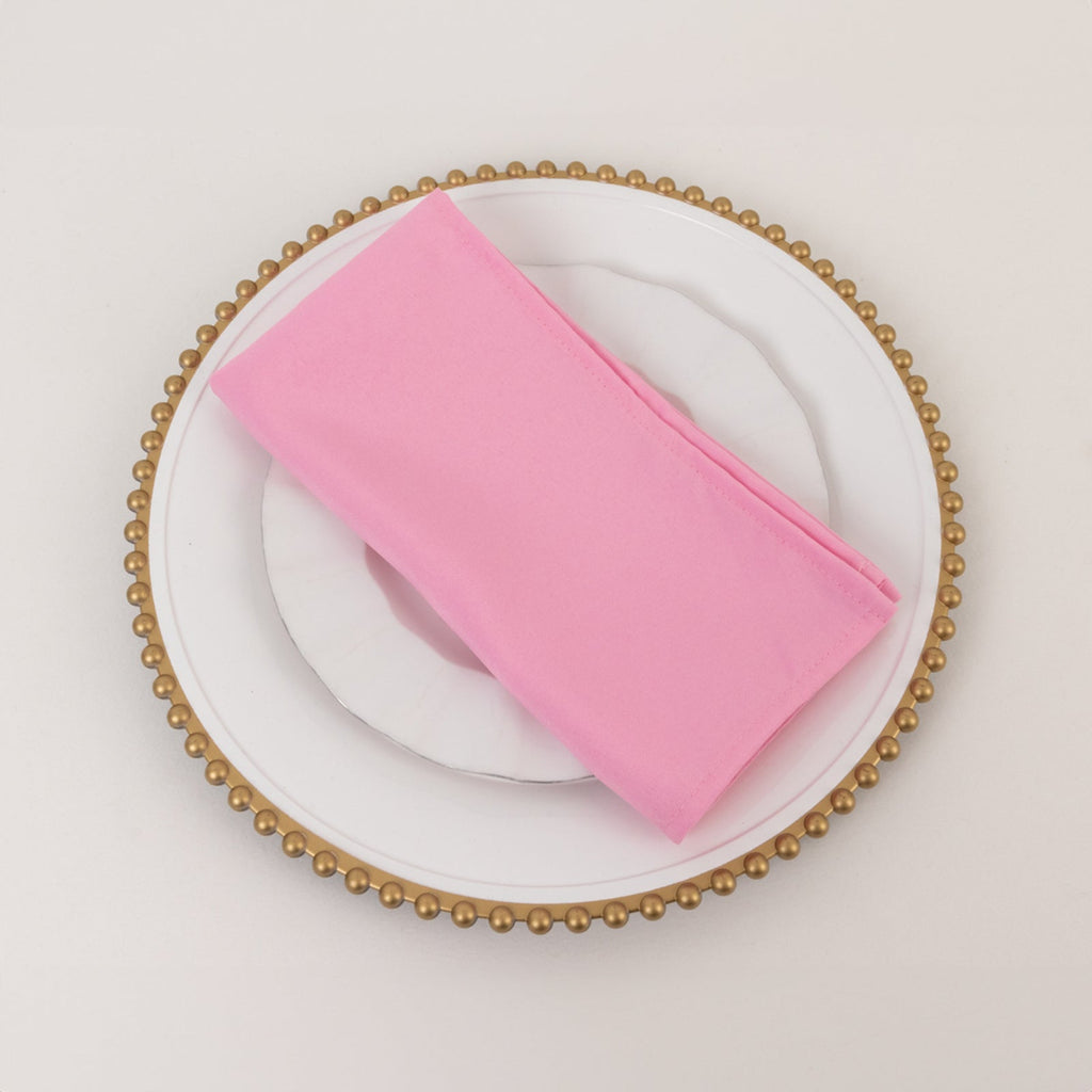 5 Pack Premium Polyester 20"x20" Napkins Pink - Wrinkle - Resistant & Durable Dinner Napkins - Bell Racket Store