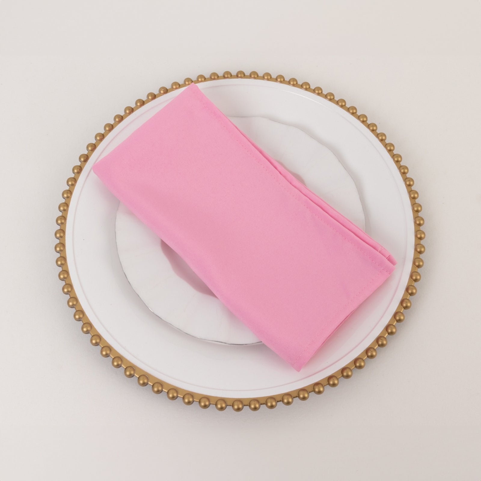 5 Pack Premium Polyester 20"x20" Napkins Pink - Wrinkle - Resistant & Durable Dinner Napkins - Bell Racket Store