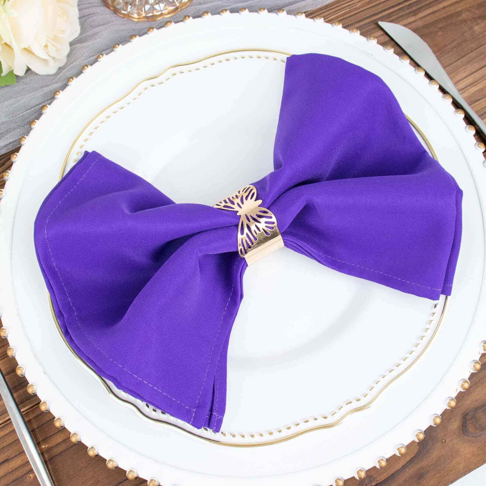 5 Pack Premium Polyester 20"x20" Napkins Purple - Wrinkle - Resistant & Durable Dinner Napkins - Bell Racket Store
