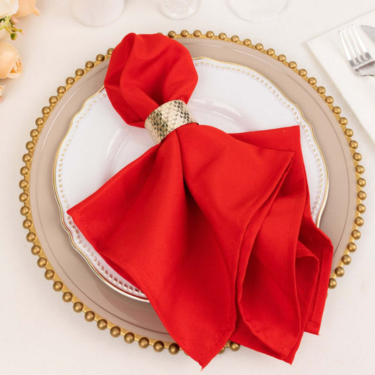 5 Pack Premium Polyester 20"x20" Napkins Red - Wrinkle - Resistant & Durable Dinner Napkins - Bell Racket Store