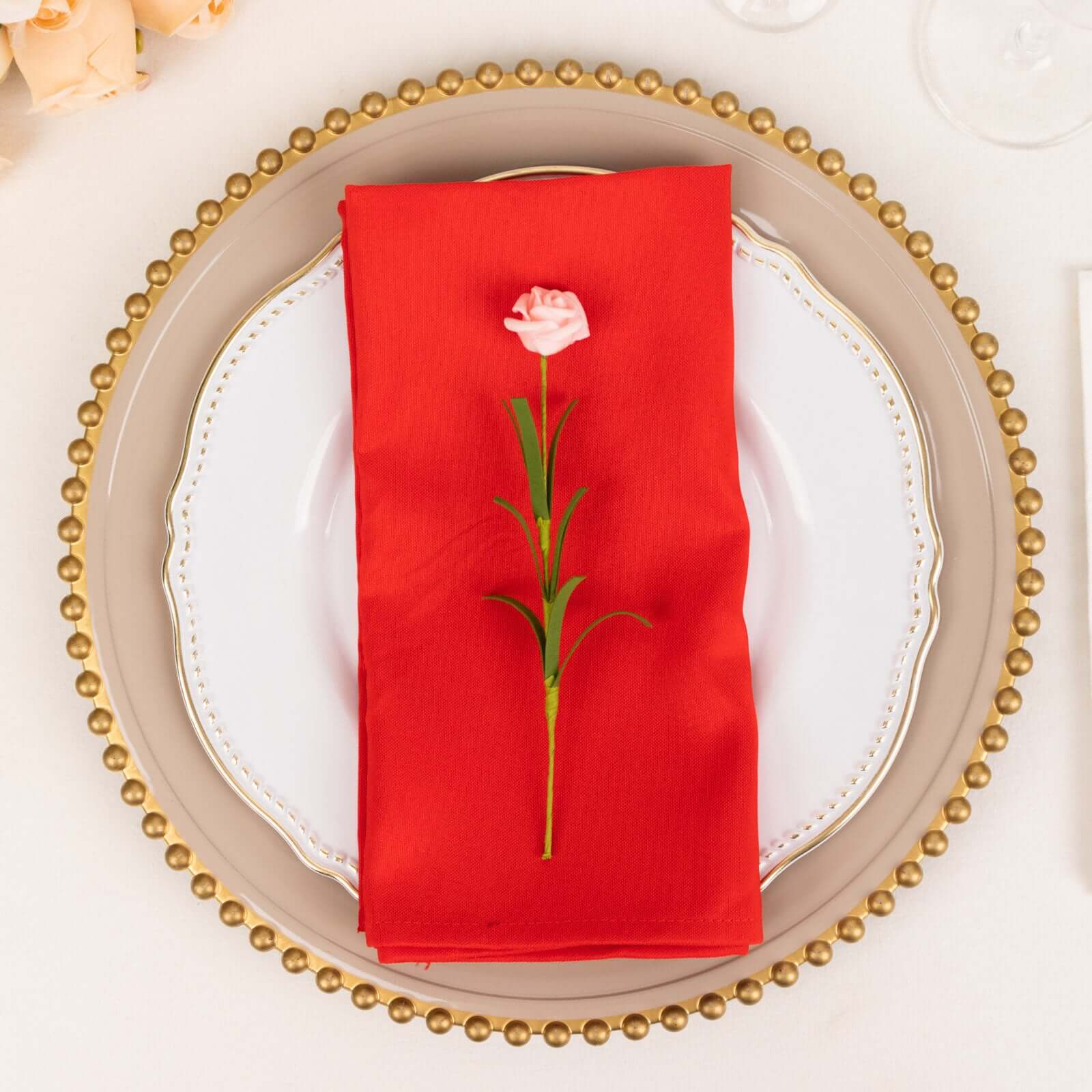 5 Pack Premium Polyester 20"x20" Napkins Red - Wrinkle - Resistant & Durable Dinner Napkins - Bell Racket Store