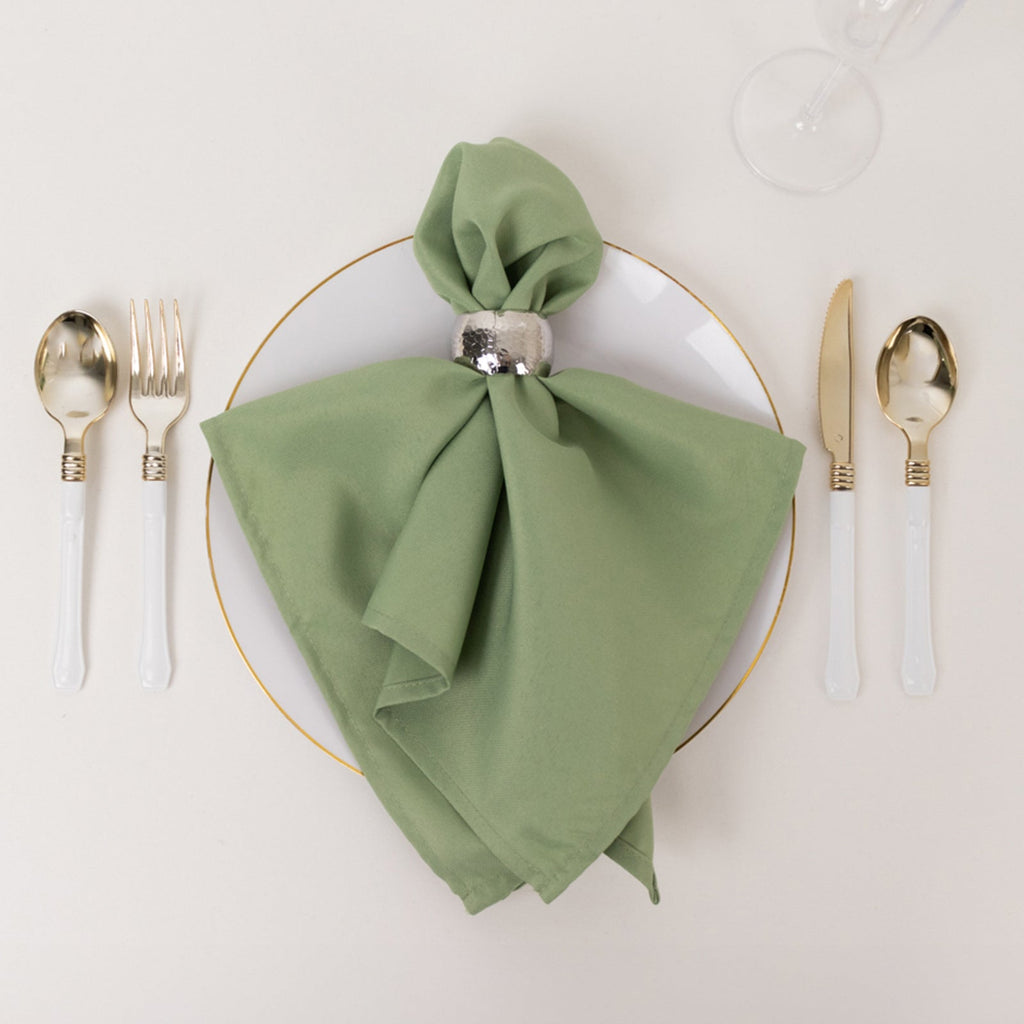 5 Pack Premium Polyester 20"x20" Napkins Sage Green - Wrinkle - Resistant & Durable Dinner Napkins - Bell Racket Store