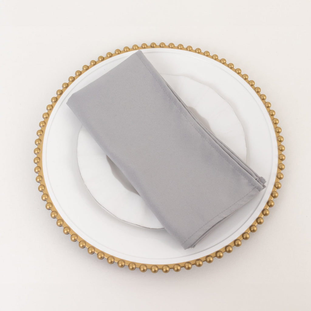 5 Pack Premium Polyester 20"x20" Napkins Silver - Wrinkle - Resistant & Durable Dinner Napkins - Bell Racket Store