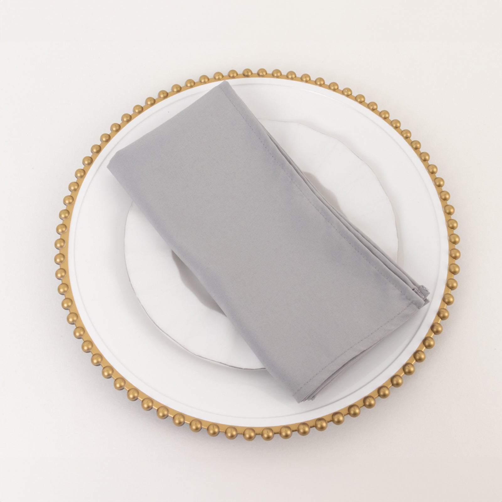 5 Pack Premium Polyester 20"x20" Napkins Silver - Wrinkle - Resistant & Durable Dinner Napkins - Bell Racket Store