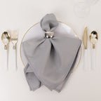 5 Pack Premium Polyester 20"x20" Napkins Silver - Wrinkle - Resistant & Durable Dinner Napkins - Bell Racket Store