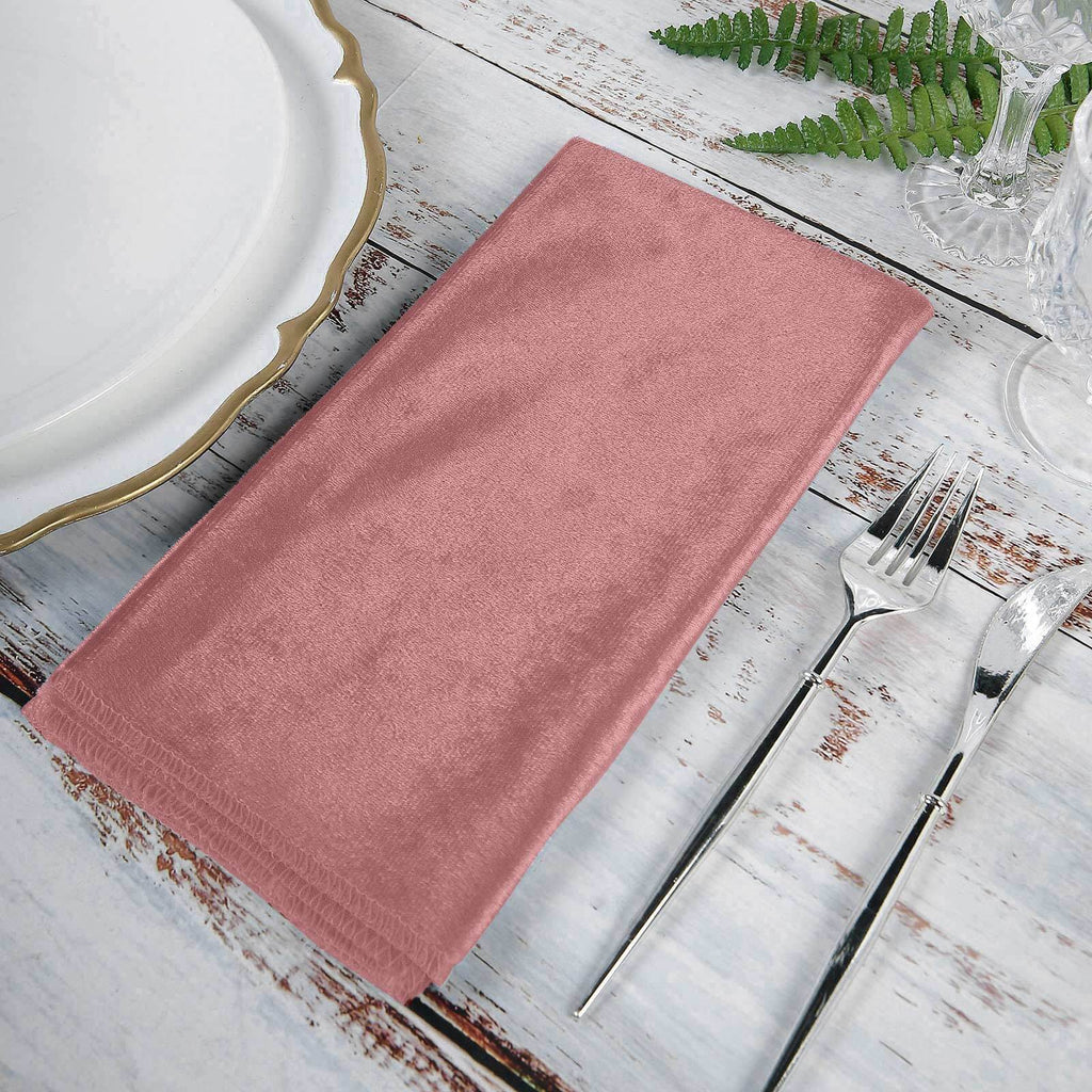 5 Pack Premium Velvet 20"x20" Napkins Dusty Rose - Soft Sheen Finish Cloth Napkins - Bell Racket Store