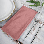5 Pack Premium Velvet 20"x20" Napkins Dusty Rose - Soft Sheen Finish Cloth Napkins - Bell Racket Store
