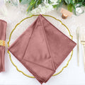 5 Pack Premium Velvet 20"x20" Napkins Dusty Rose - Soft Sheen Finish Cloth Napkins - Bell Racket Store