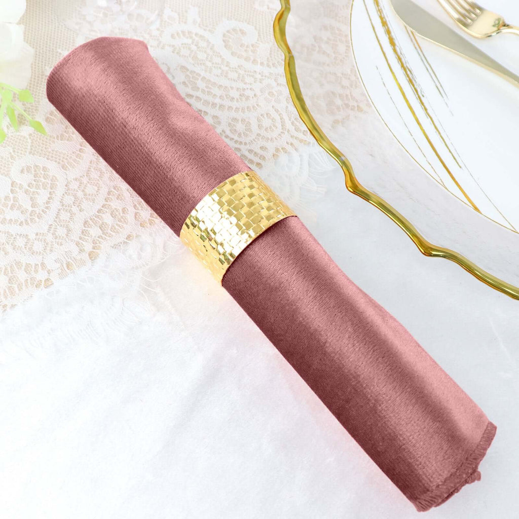 5 Pack Premium Velvet 20"x20" Napkins Dusty Rose - Soft Sheen Finish Cloth Napkins - Bell Racket Store