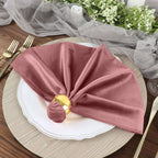 5 Pack Premium Velvet 20"x20" Napkins Dusty Rose - Soft Sheen Finish Cloth Napkins - Bell Racket Store