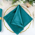 5 Pack Premium Velvet 20"x20" Napkins Peacock Teal - Soft Sheen Finish Cloth Napkins - Bell Racket Store