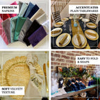 5 Pack Premium Velvet 20"x20" Napkins Peacock Teal - Soft Sheen Finish Cloth Napkins - Bell Racket Store