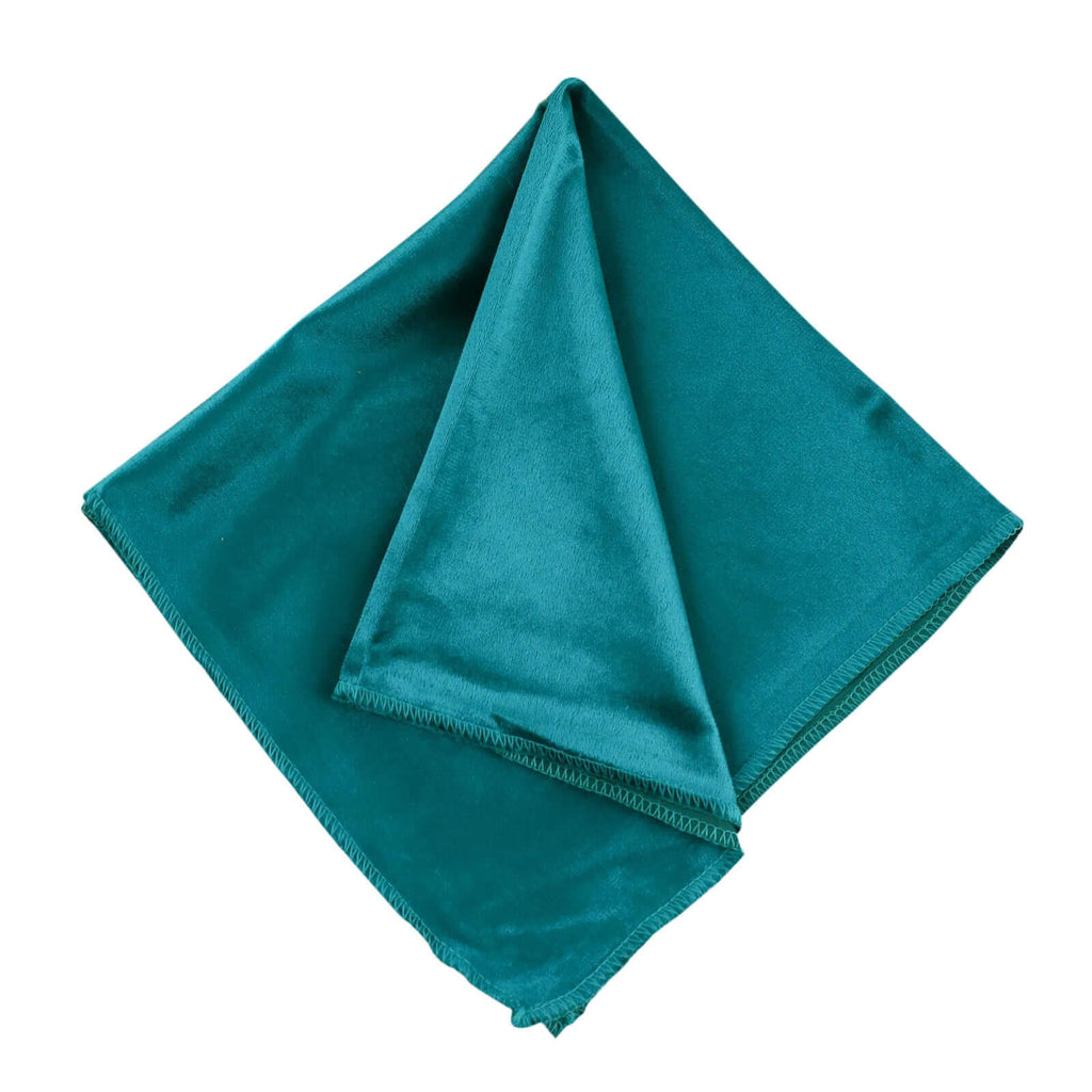 5 Pack Premium Velvet 20"x20" Napkins Peacock Teal - Soft Sheen Finish Cloth Napkins - Bell Racket Store