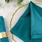 5 Pack Premium Velvet 20"x20" Napkins Peacock Teal - Soft Sheen Finish Cloth Napkins - Bell Racket Store