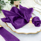 5 Pack Premium Velvet 20"x20" Napkins Purple - Soft Sheen Finish Cloth Napkins - Bell Racket Store