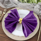 5 Pack Premium Velvet 20"x20" Napkins Purple - Soft Sheen Finish Cloth Napkins - Bell Racket Store