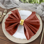 5 Pack Premium Velvet 20"x20" Napkins Terracotta (Rust) - Soft Sheen Finish Cloth Napkins - Bell Racket Store