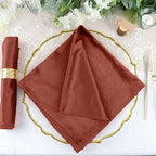 5 Pack Premium Velvet 20"x20" Napkins Terracotta (Rust) - Soft Sheen Finish Cloth Napkins - Bell Racket Store