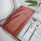 5 Pack Premium Velvet 20"x20" Napkins Terracotta (Rust) - Soft Sheen Finish Cloth Napkins - Bell Racket Store