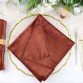 5 Pack Premium Velvet 20"x20" Napkins Terracotta (Rust) - Soft Sheen Finish Cloth Napkins - Bell Racket Store