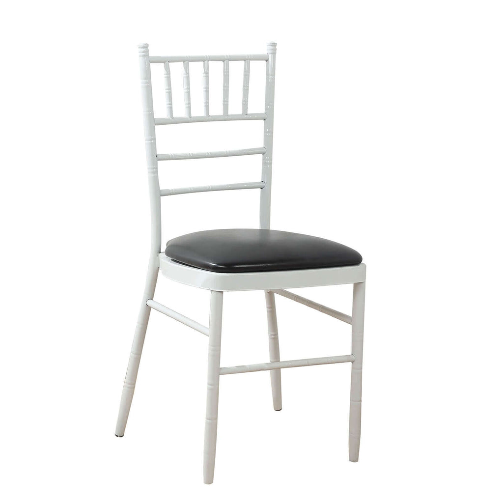 5 Pack PU Leather 1.5" Thick Seat Pads with Wood Backing for Chiavari Chairs Black - Memory Foam Tie - Less Non - Slip Design 16" - Bell Racket Store