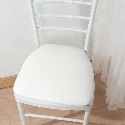 5 Pack PU Leather 1.5" Thick Seat Pads with Wood Backing for Chiavari Chairs White - Memory Foam Tie - Less Non - Slip Design 16" - Bell Racket Store
