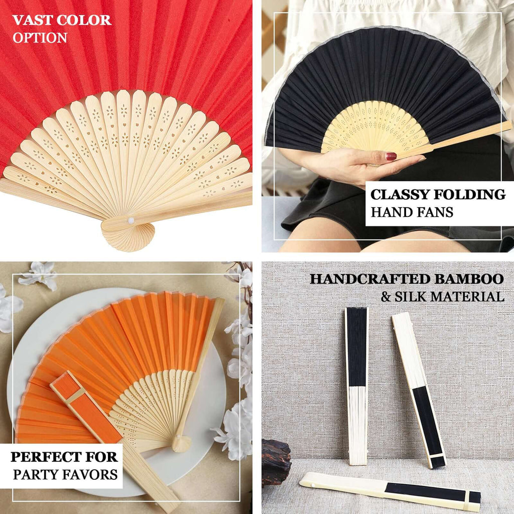 5 Pack Purple Asian Silk Folding Fans Party Favors, Oriental Folding Fan Favors - Bell Racket Store