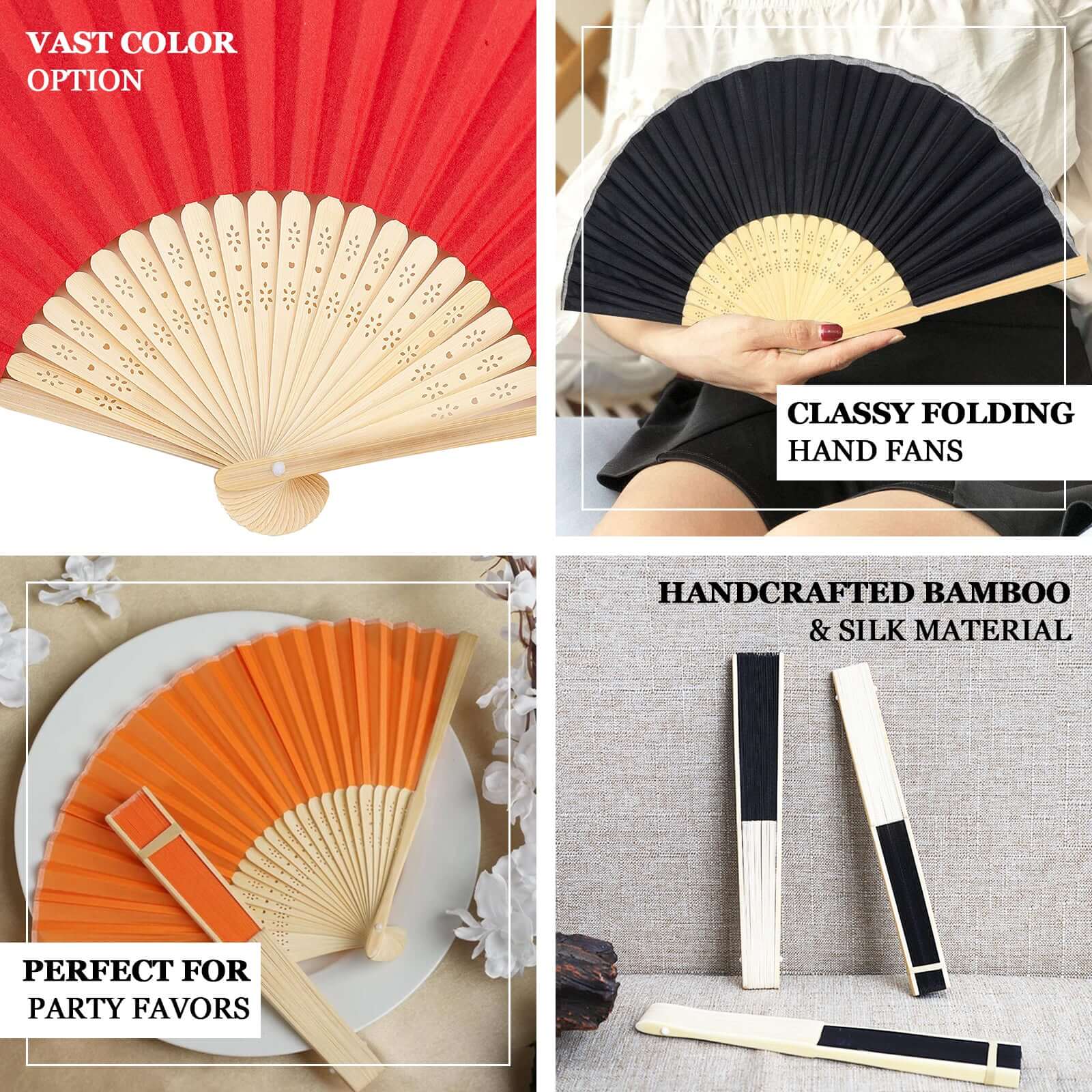 5 Pack Purple Asian Silk Folding Fans Party Favors, Oriental Folding Fan Favors - Bell Racket Store