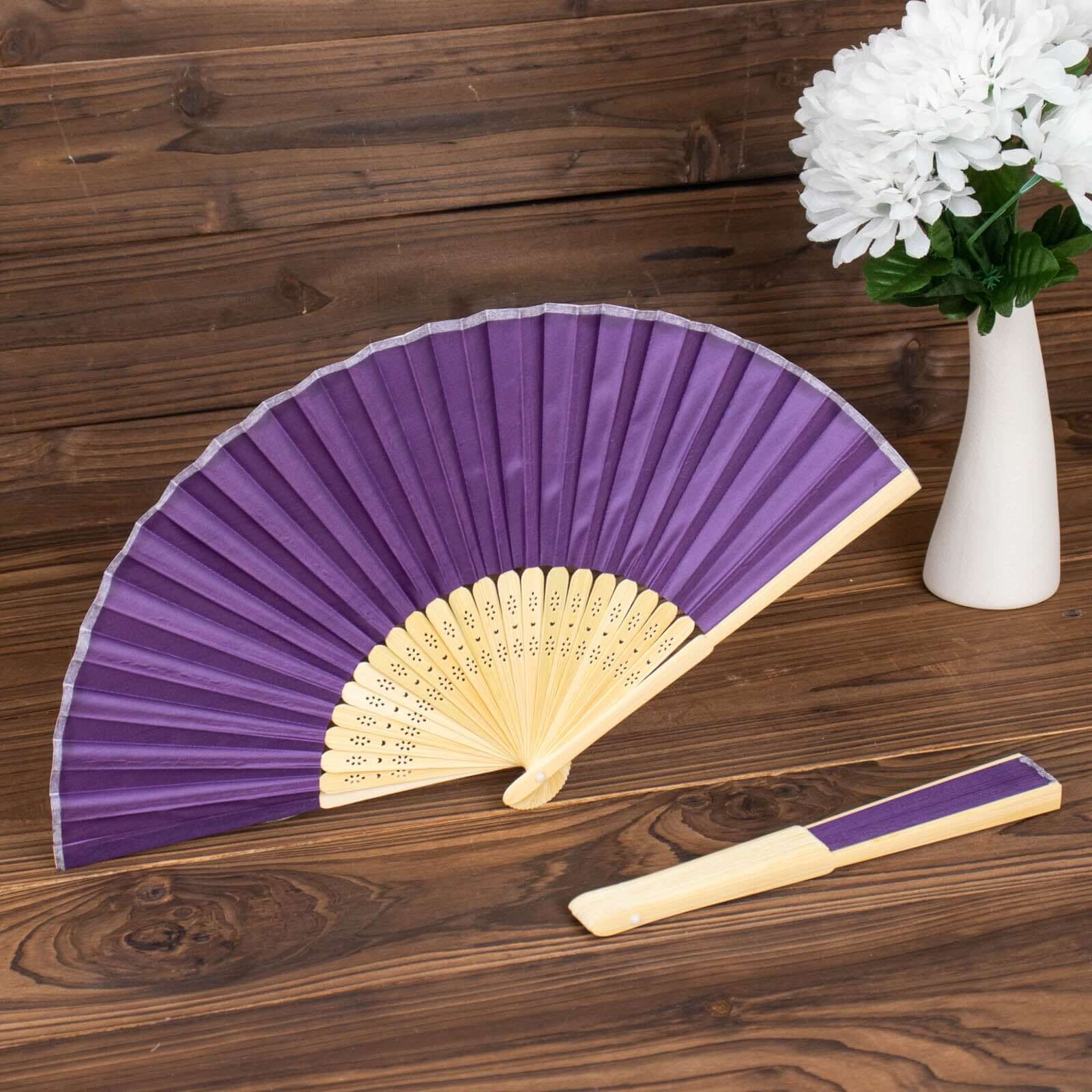 5 Pack Purple Asian Silk Folding Fans Party Favors, Oriental Folding Fan Favors - Bell Racket Store